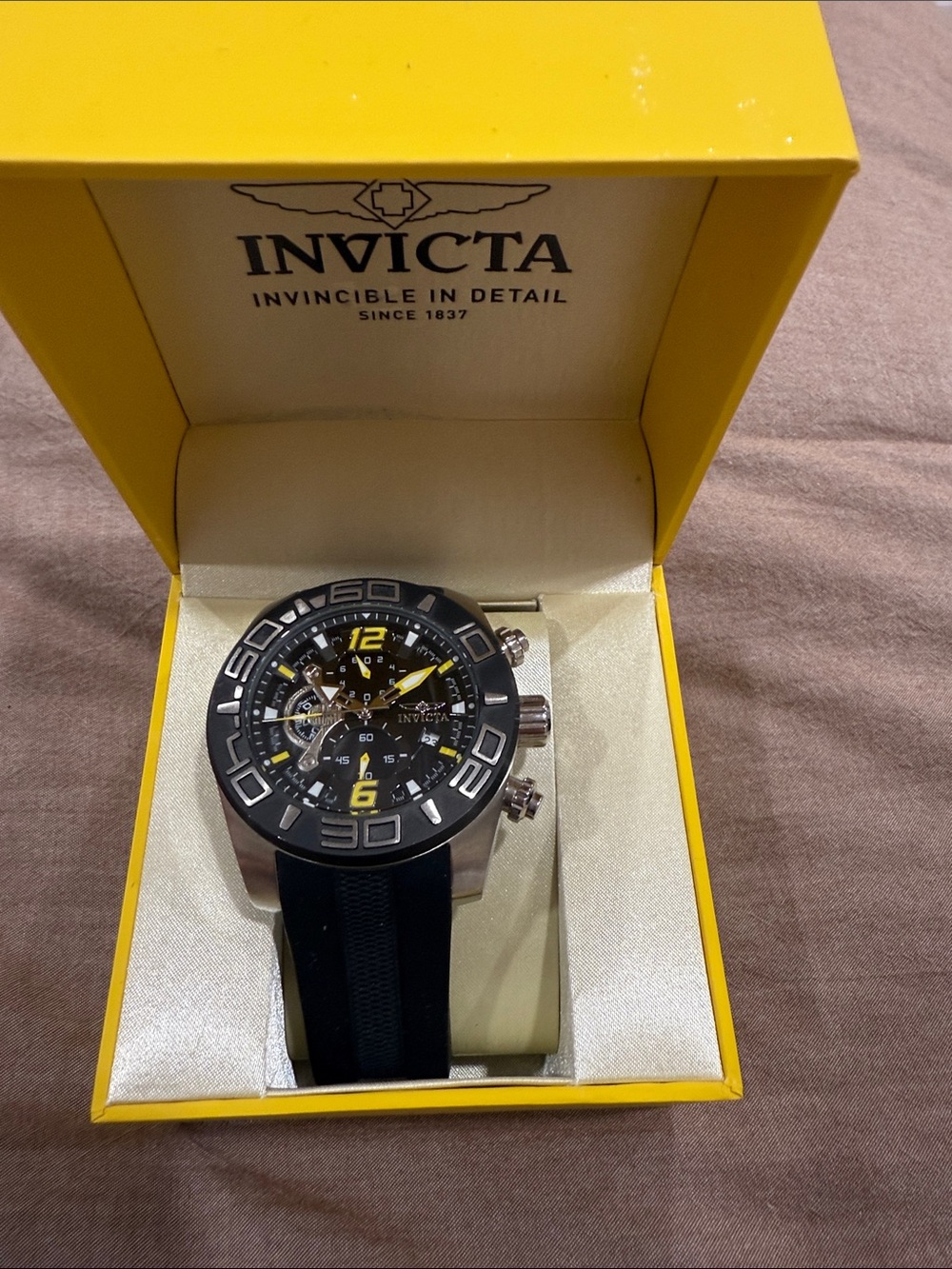 Invicta Black and Yellow Sport Chronograph Watch